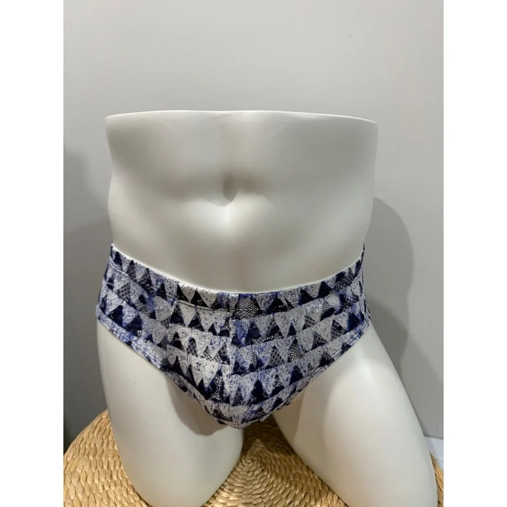 Cosabella Men Never Say Never Comfort Micro Brief Blue White Lace Print NEW L